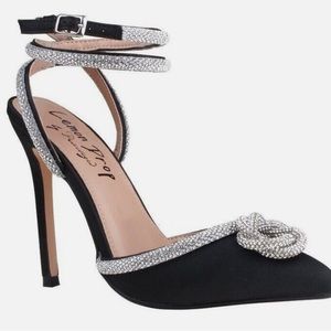 Lemon DropXPrivileged Black Pointy toe Heeled Rhinestone Sandals,Sz6,WORN 1X